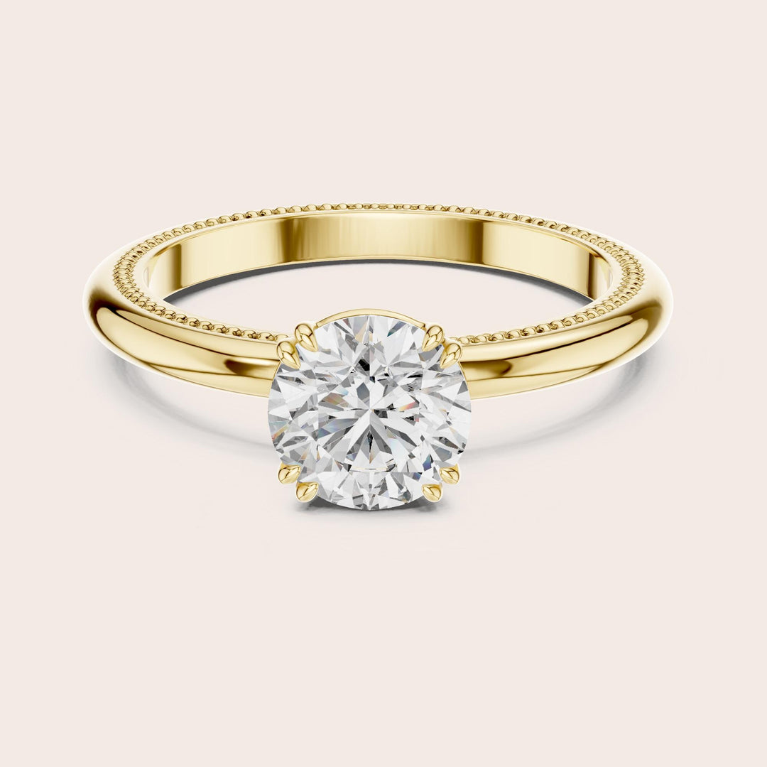 Round Cut Lab Grown Diamond Solitaire Ring, 1.00ct Total, Solid Gold