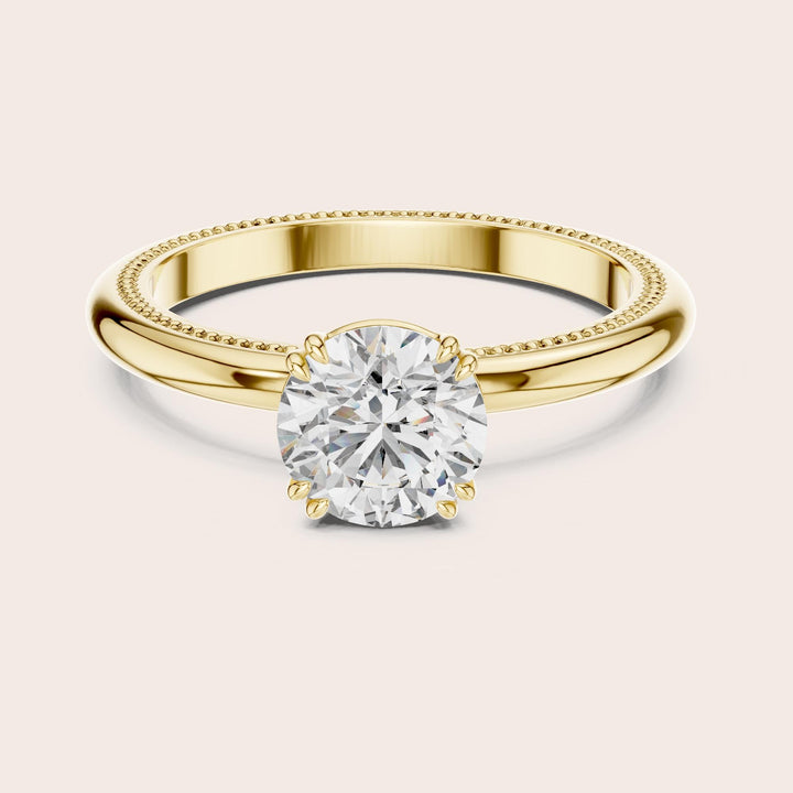 Round Cut Lab Grown Diamond Solitaire Ring, 1.00ct Total, Solid Gold