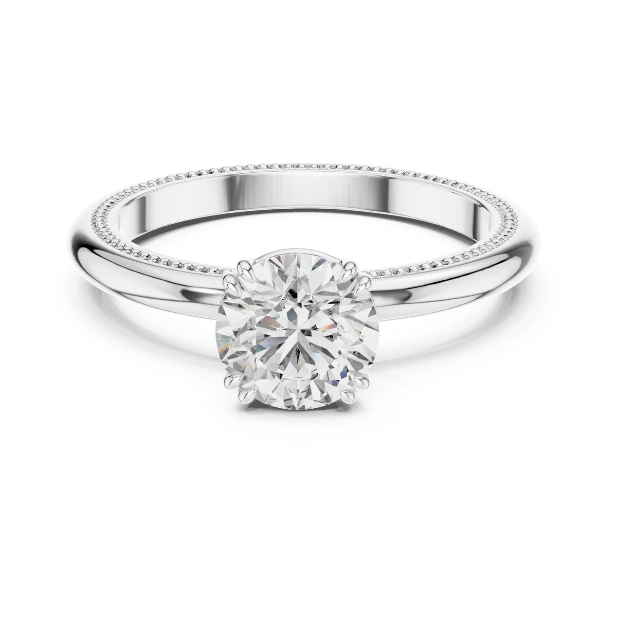 Round Cut Lab Grown Diamond Solitaire Ring, 1.00ct Total, Solid Gold