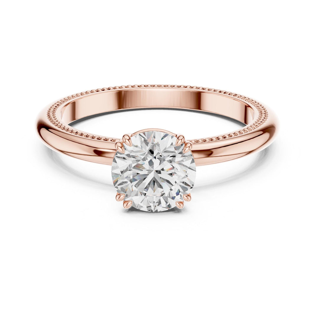 Round Cut Lab Grown Diamond Solitaire Ring, 1.00ct Total, Solid Gold