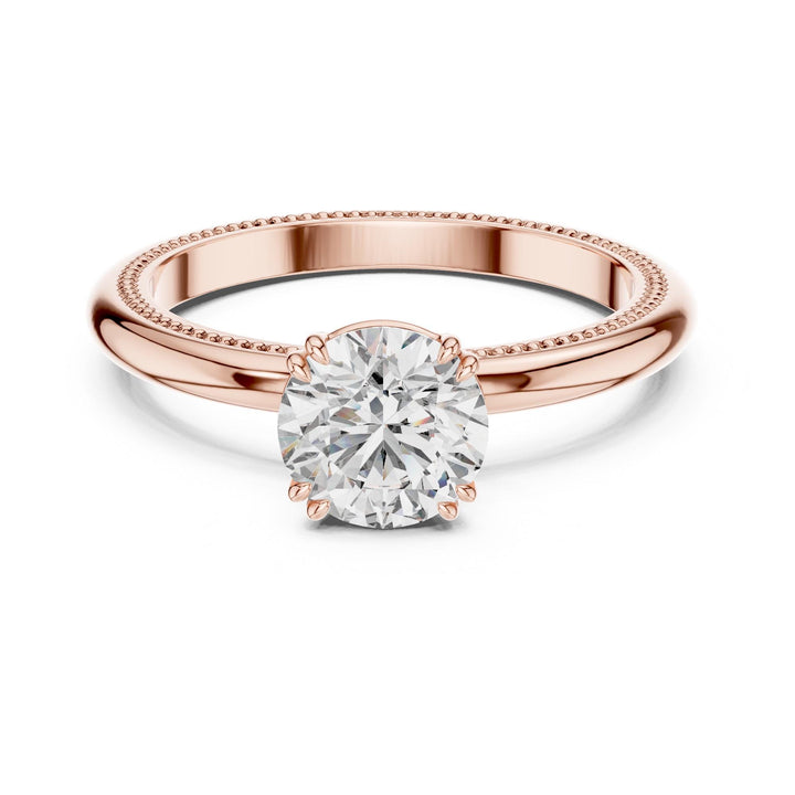 Round Cut Lab Grown Diamond Solitaire Ring, 1.00ct Total, Solid Gold