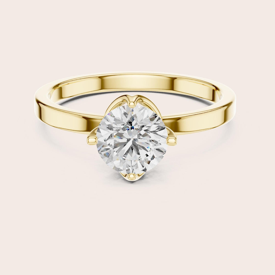 Round Cut Lab Grown Diamond Solitaire Ring, 1.00ct Total, Solid Gold
