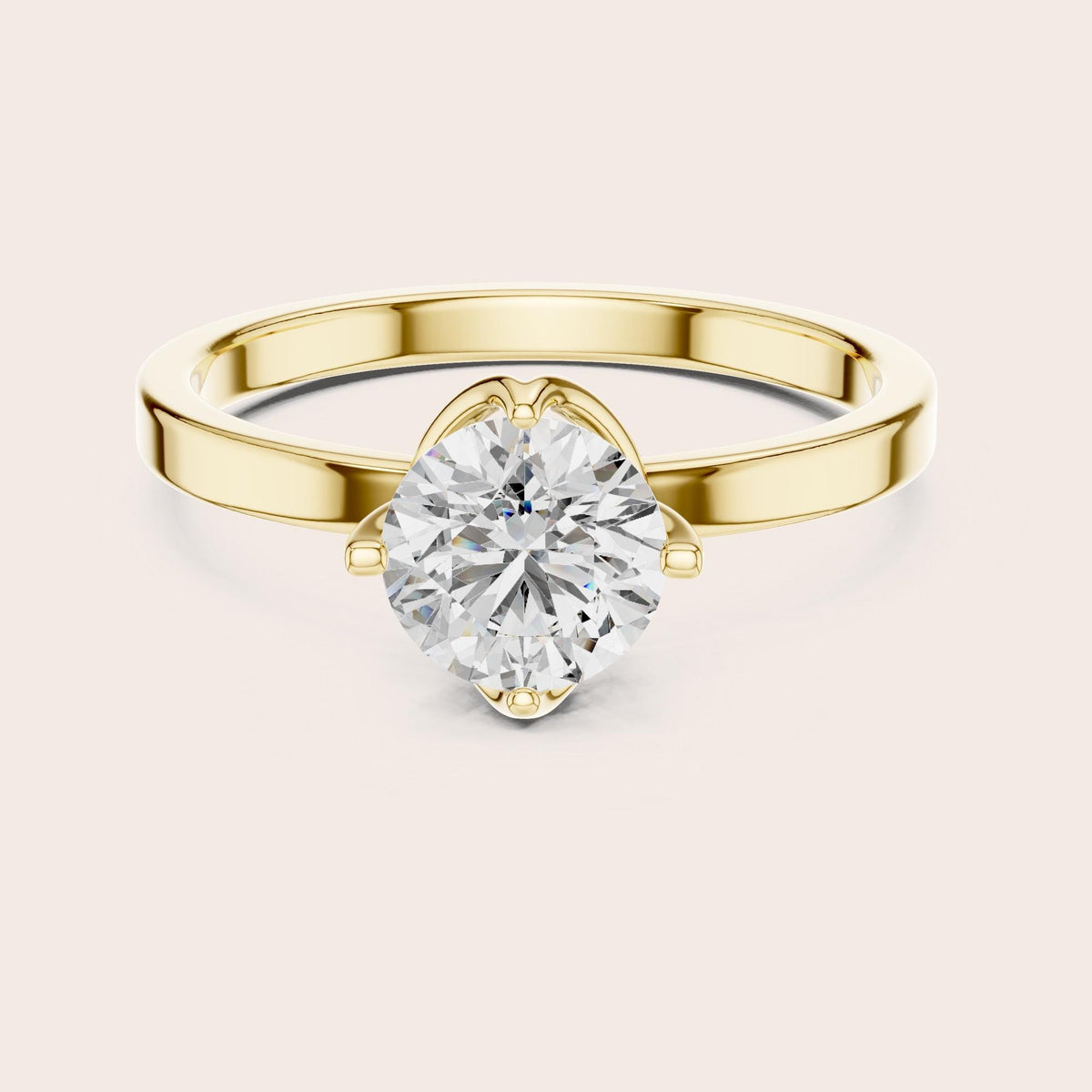 Round Cut Lab Grown Diamond Solitaire Ring, 1.00ct Total, Solid Gold