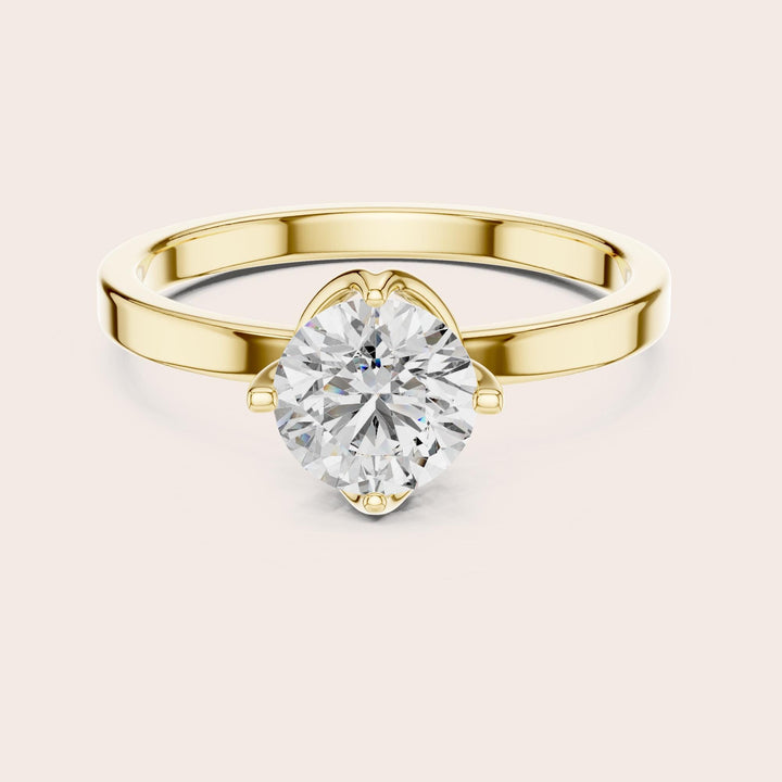 Round Cut Lab Grown Diamond Solitaire Ring, 1.00ct Total, Solid Gold