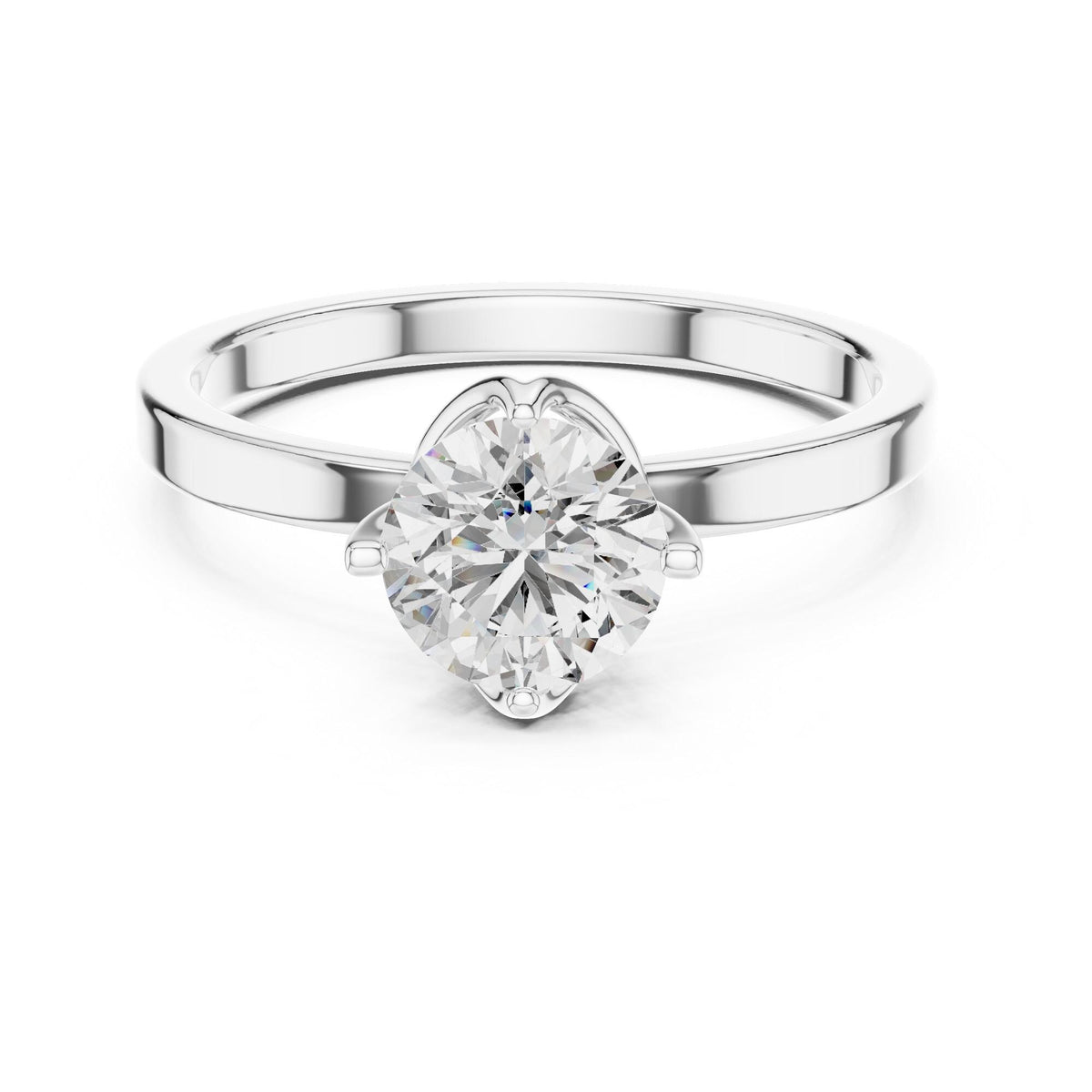 Round Cut Lab Grown Diamond Solitaire Ring, 1.00ct Total, Solid Gold