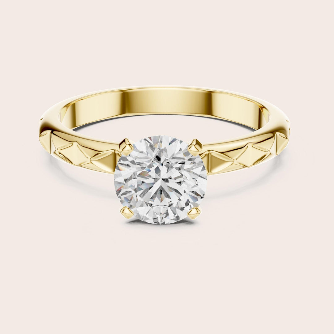Round Cut Lab Grown Diamond Solitaire Ring, 1.00ct Total, Solid Gold