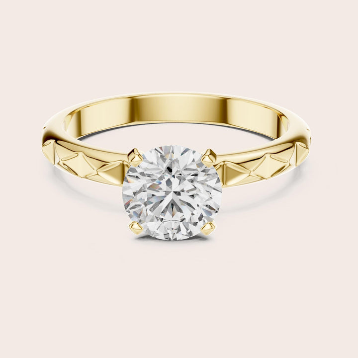Round Cut Lab Grown Diamond Solitaire Ring, 1.00ct Total, Solid Gold