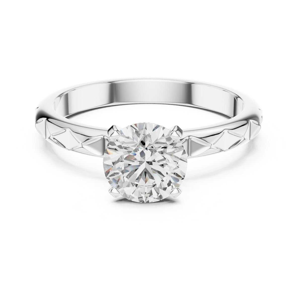 Round Cut Lab Grown Diamond Solitaire Ring, 1.00ct Total, Solid Gold