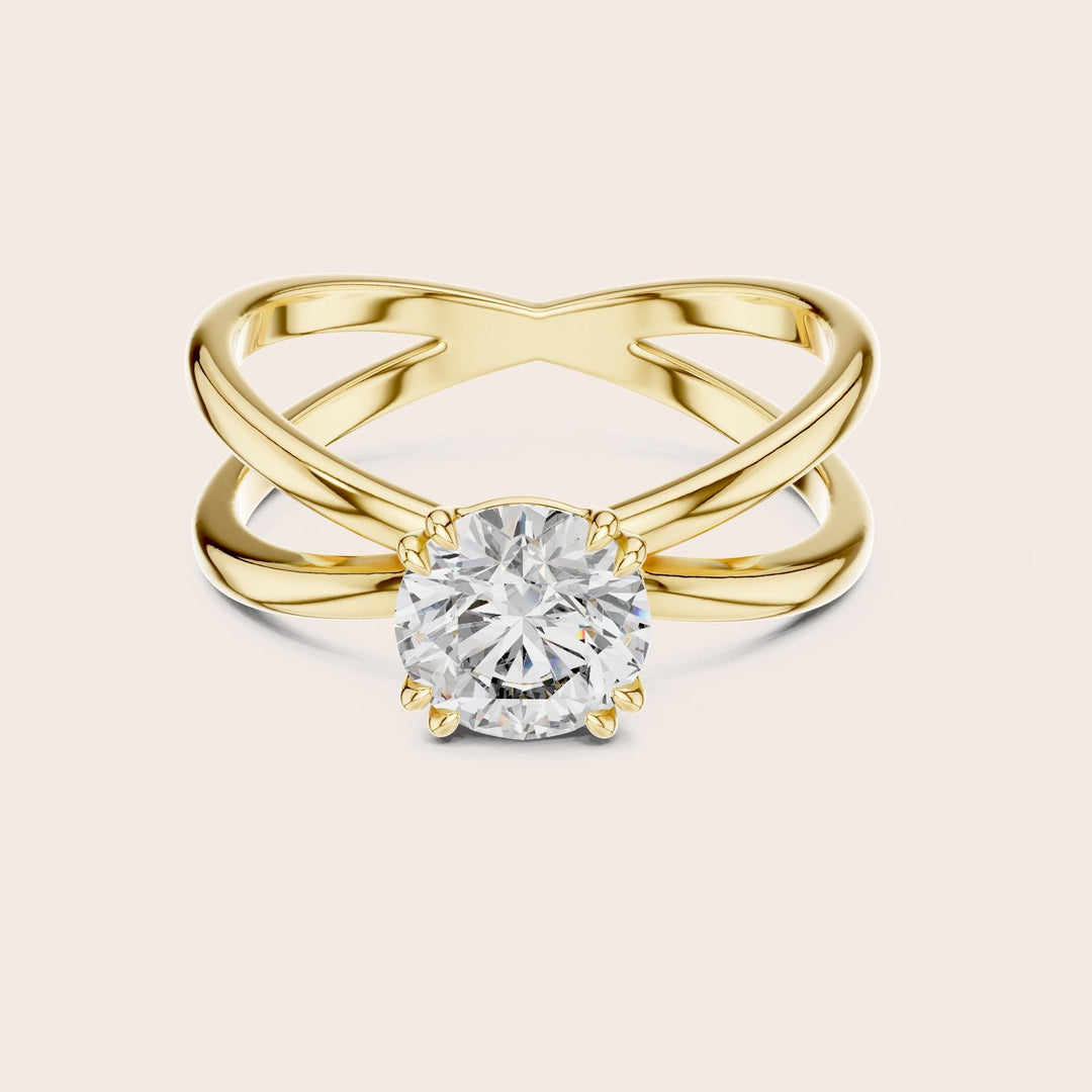 Round Cut Lab Grown Diamond Solitaire Ring, 1.00ct Total, Solid Gold