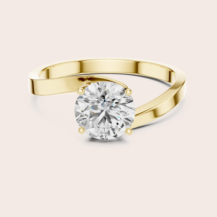Round Cut Lab Grown Diamond Solitaire Ring, 1.00ct Total, Solid Gold