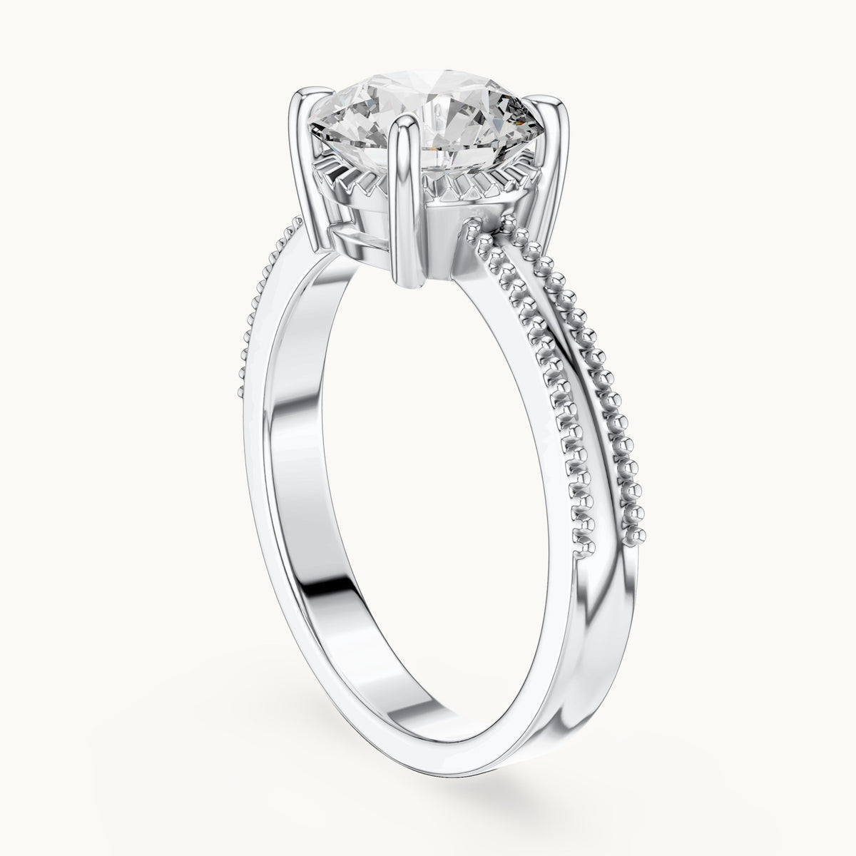 Round cut lab-grown diamond solitaire ring in 14K white gold, 2.05 CT TW, view 1