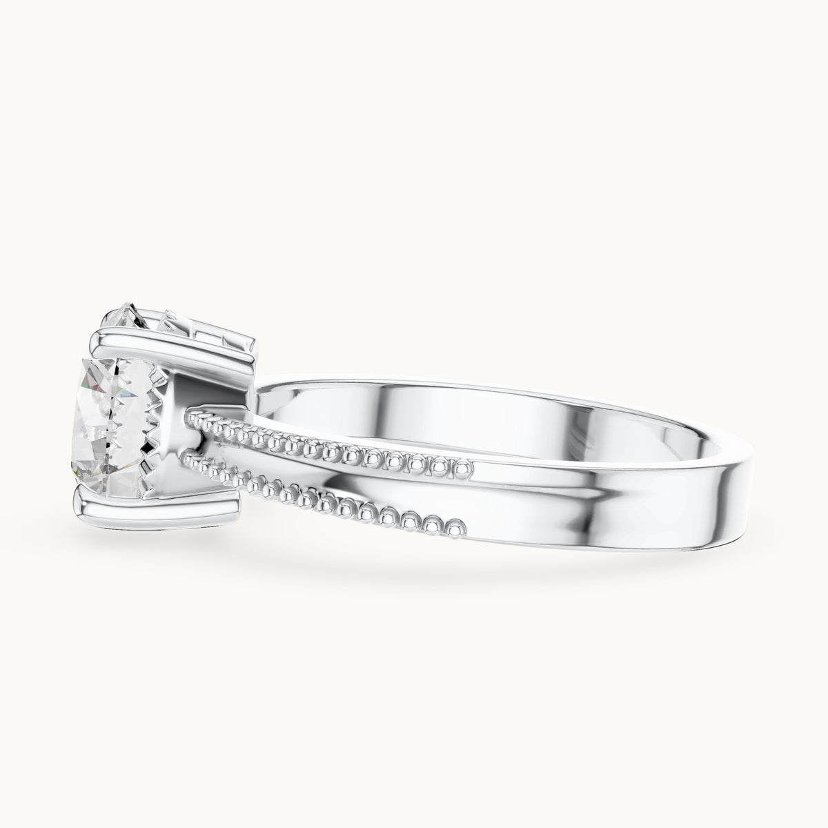 Round cut lab-grown diamond solitaire ring in 14K white gold, 2.05 CT TW, view 2