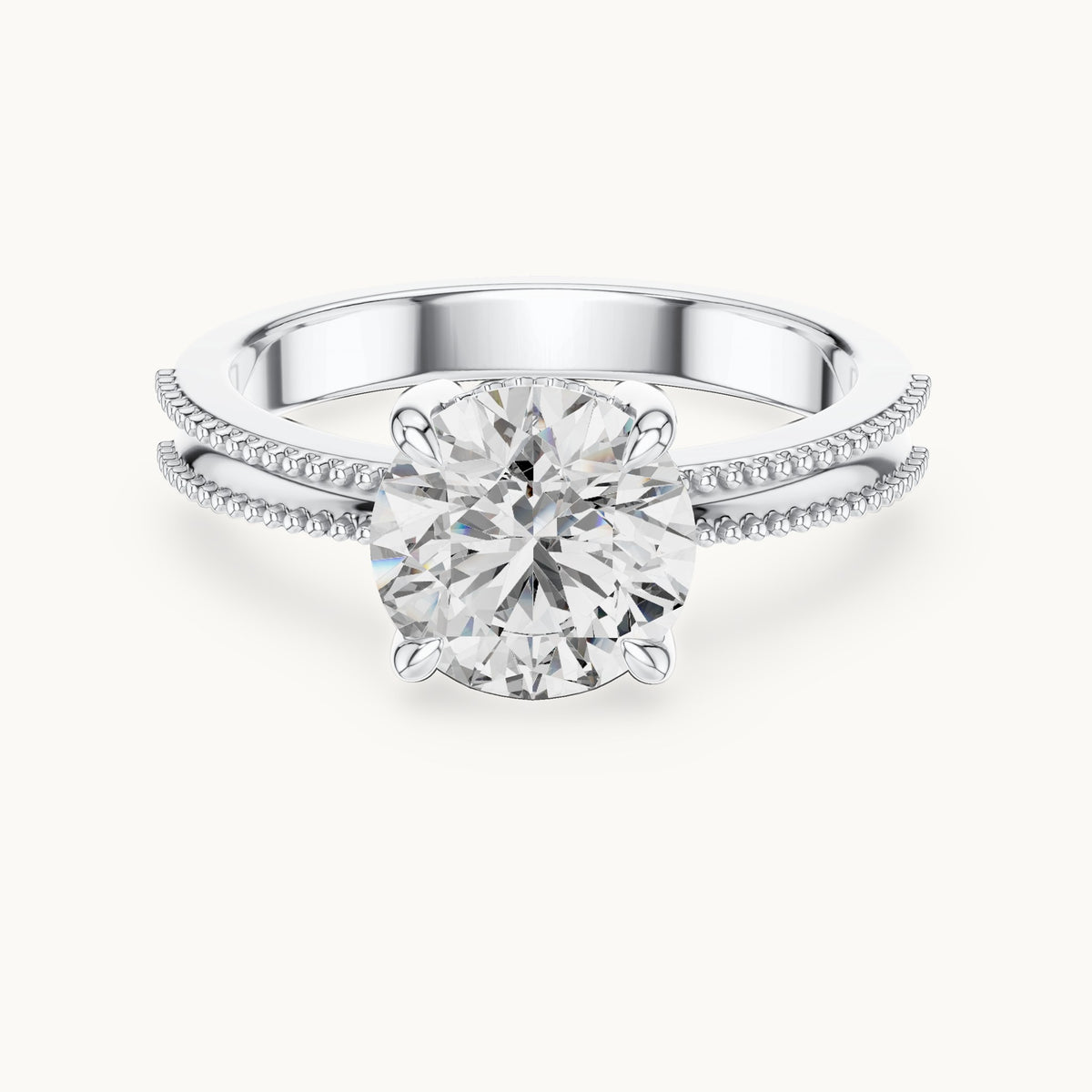 Round cut lab-grown diamond solitaire ring in 14K white gold, 2.05 CT TW, view 3