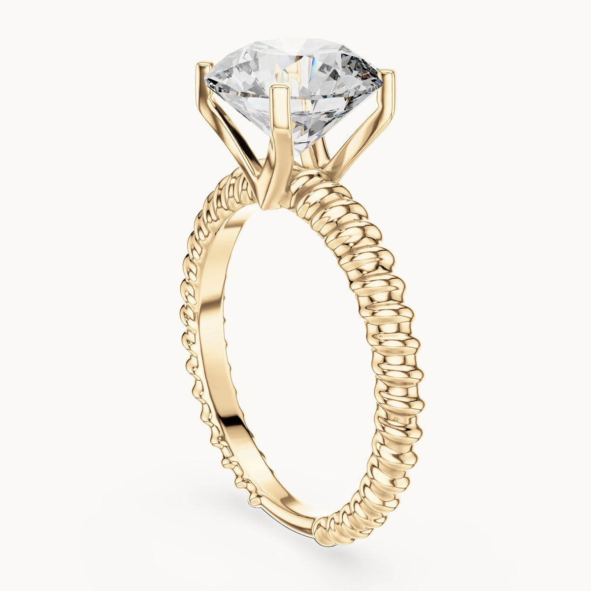 Round cut lab-grown diamond solitaire ring in 14K yellow gold, 2.80 CT TW, view 2