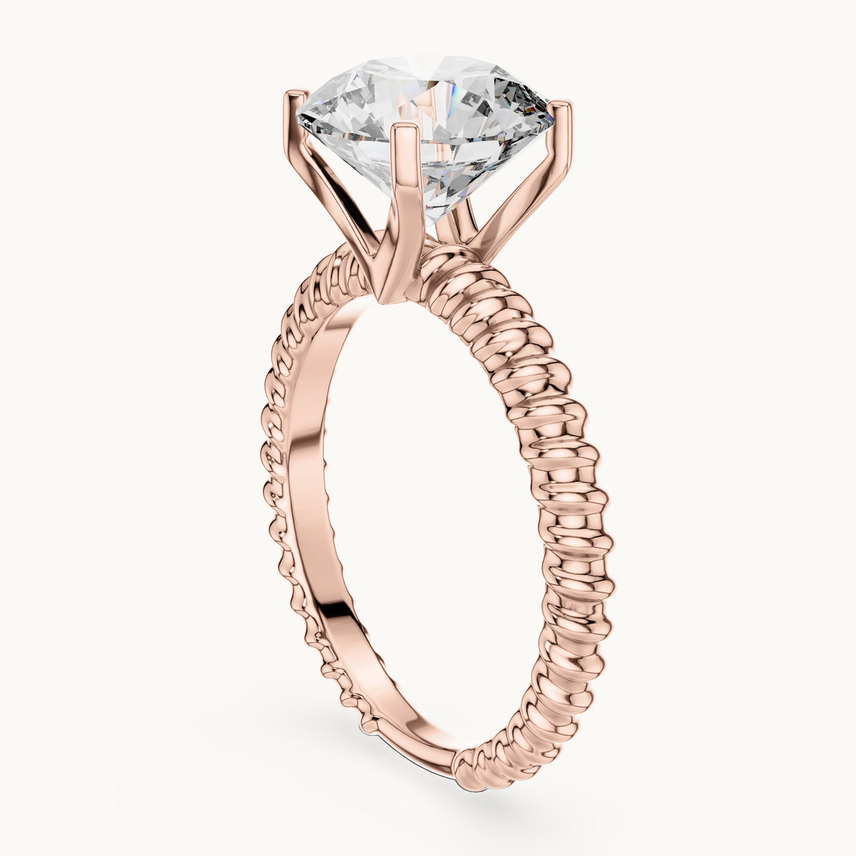 Round cut lab-grown diamond solitaire ring in 14K rose gold, 2.80 CT TW, view 1