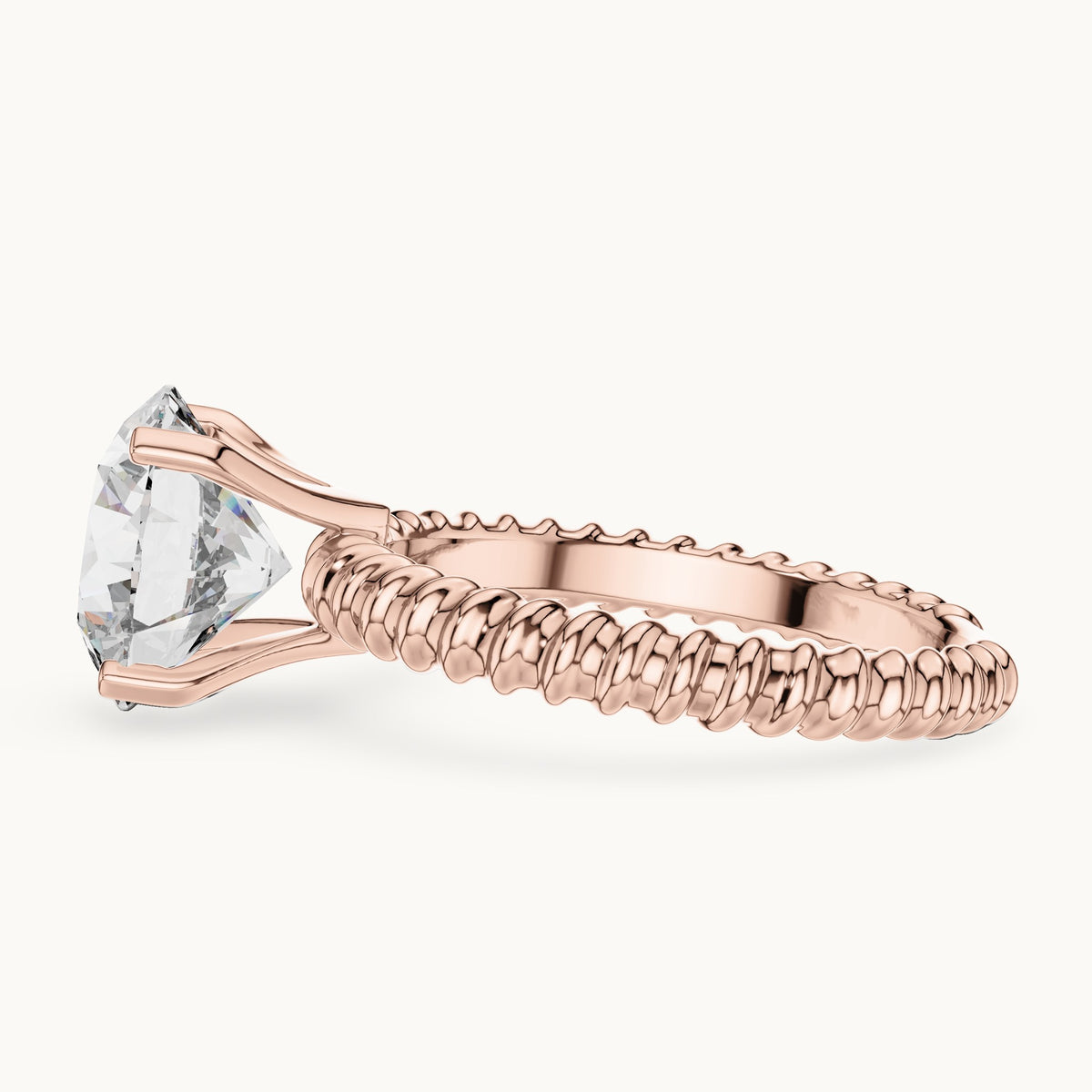 Round cut lab-grown diamond solitaire ring in 14K rose gold, 2.80 CT TW, view 2