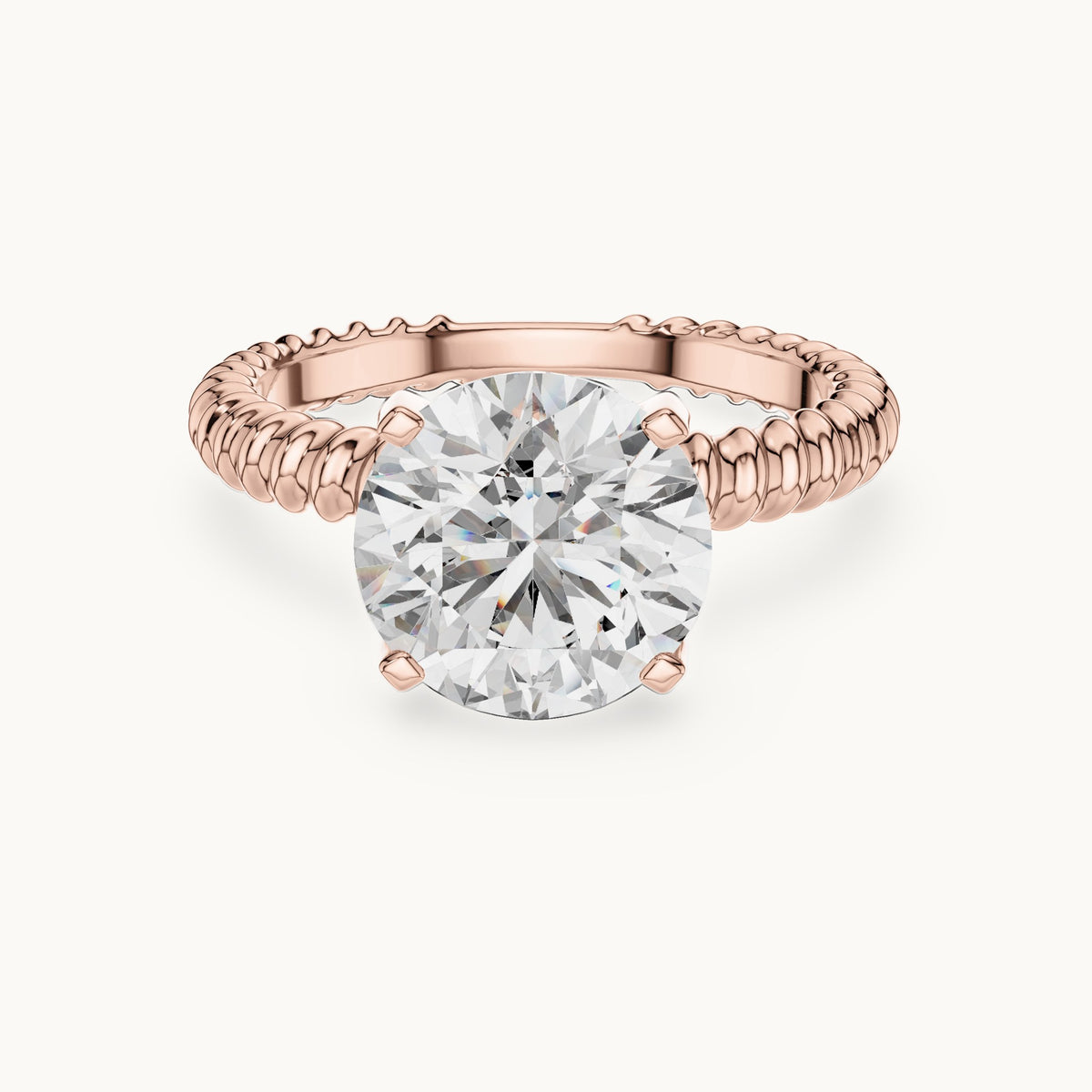 Round cut lab-grown diamond solitaire ring in 14K rose gold, 2.80 CT TW, view 3