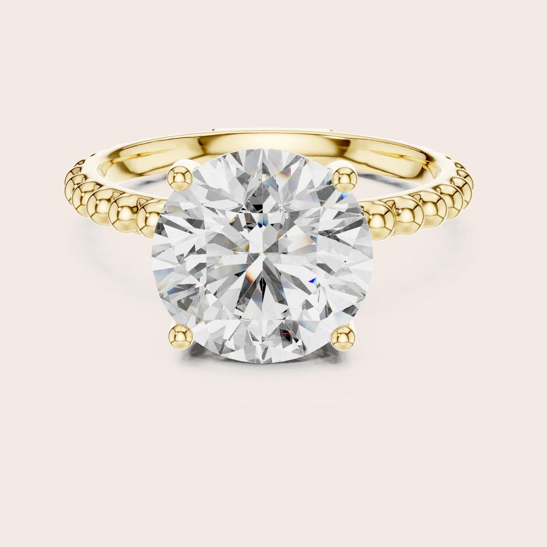 Round Cut Lab Grown Diamond Solitaire Ring, 2.80ct Total, Solid Gold