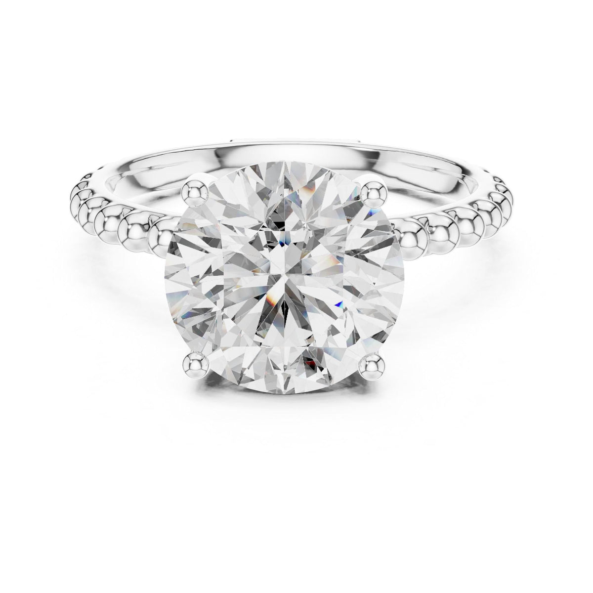 Round Cut Lab Grown Diamond Solitaire Ring, 2.80ct Total, Solid Gold