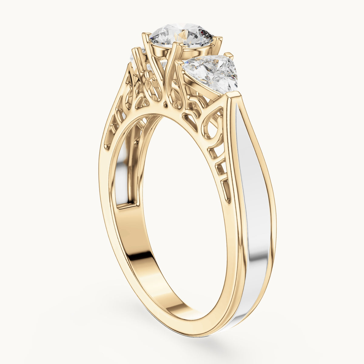 Round cut lab-grown diamond cluster ring in 14K yellow gold, 1.02 CT TW, view 2