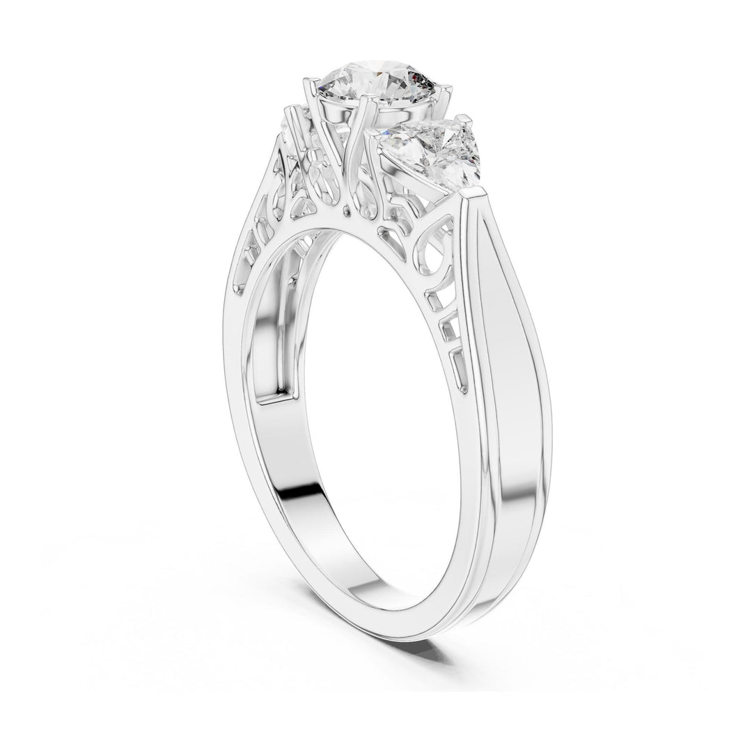 Round Cut Lab Grown Diamond Cluster Ring, 1.02ct Total, Solid Gold