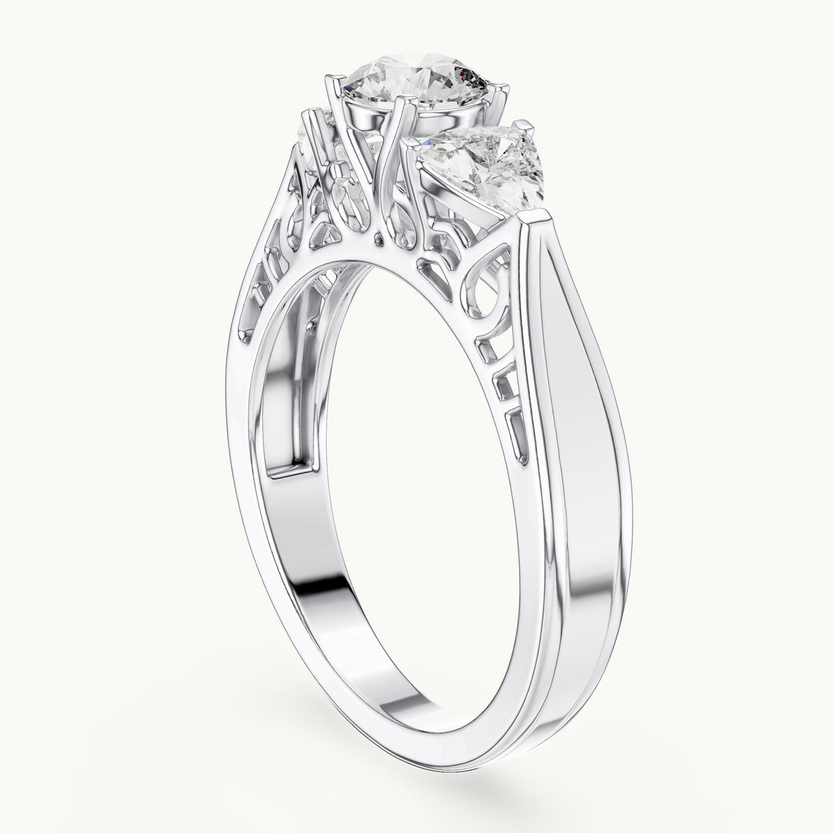 Round cut lab-grown diamond cluster ring in 14K white gold, 1.02 CT TW, view 1