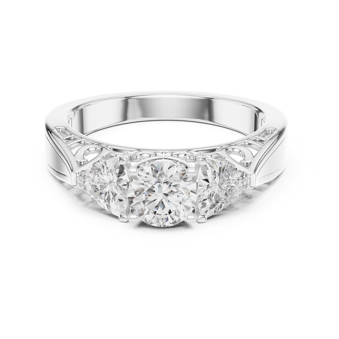 Round Cut Lab Grown Diamond Cluster Ring, 1.02ct Total, Solid Gold