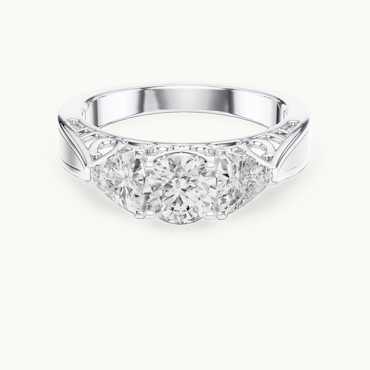 Round cut lab-grown diamond cluster ring in 14K white gold, 1.02 CT TW, view 3