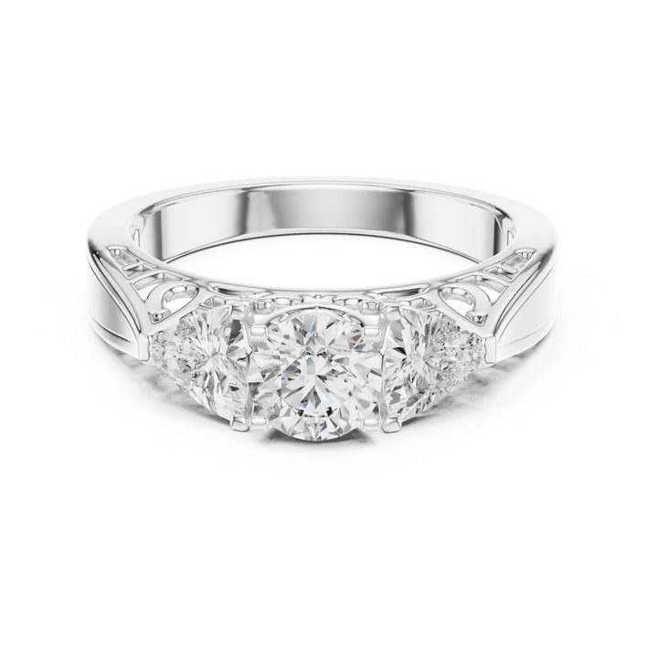Round Cut Lab Grown Diamond Cluster Ring, 1.02ct Total, Solid Gold