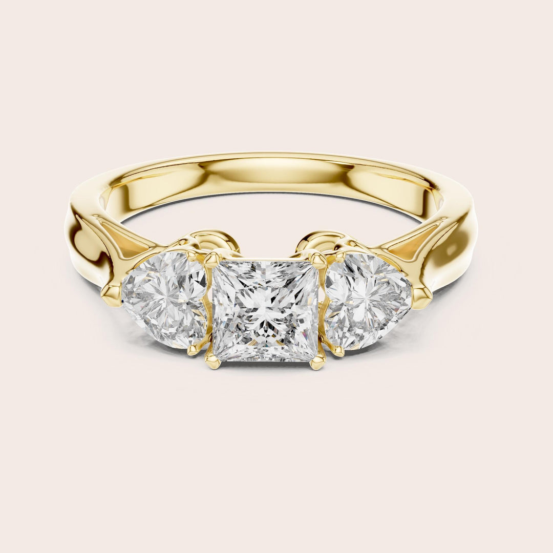 Heart Cut Lab Grown Diamond Cluster Ring, 1.27ct Total, Solid Gold