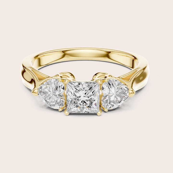 Heart Cut Lab Grown Diamond Cluster Ring, 1.27ct Total, Solid Gold