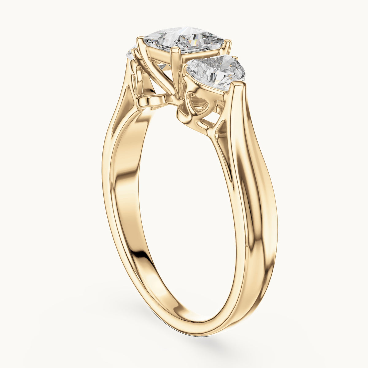 Heart cut lab-grown diamond cluster ring in 14K yellow gold, 1.27 CT TW, view 2