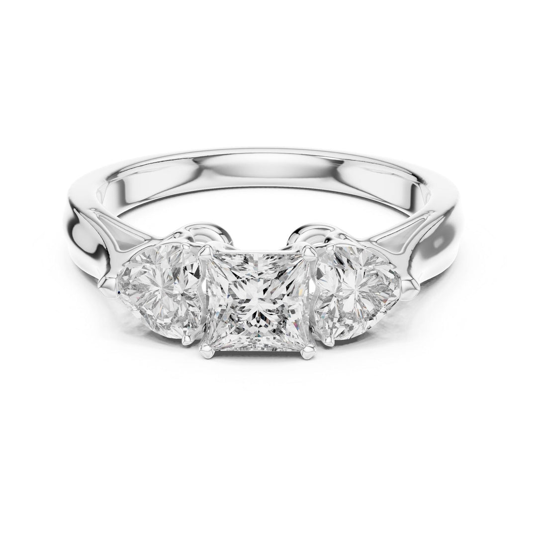 Heart Cut Lab Grown Diamond Cluster Ring, 1.27ct Total, Solid Gold