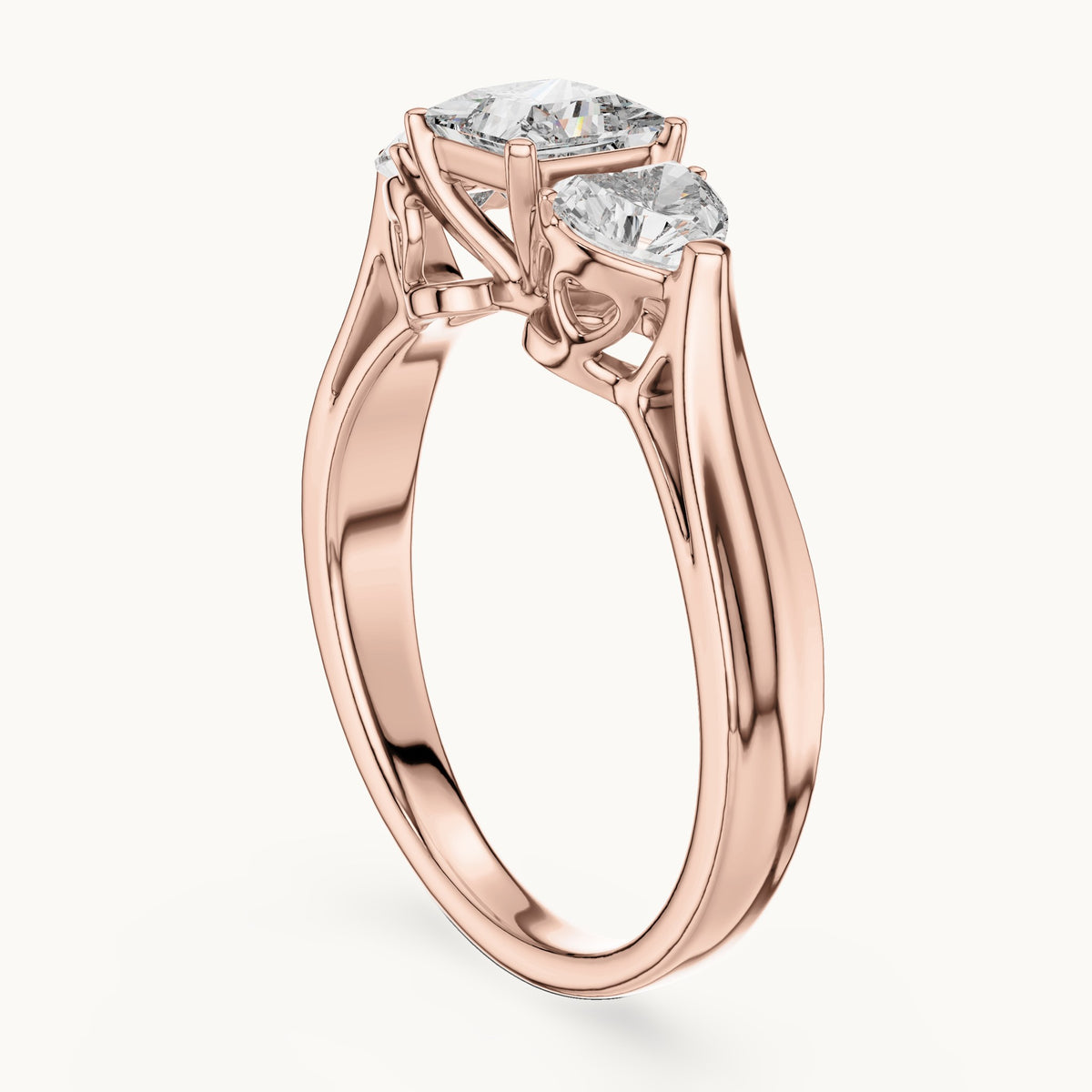 Heart cut lab-grown diamond cluster ring in 14K rose gold, 1.27 CT TW, view 1