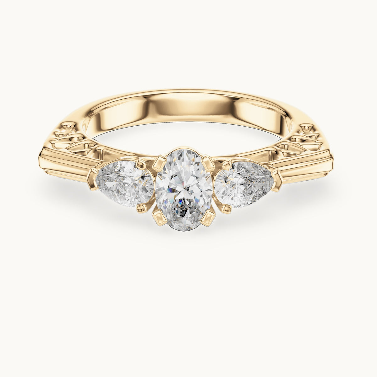 Oval cut lab-grown diamond cluster ring in 14K yellow gold, 1.00 CT TW, view 1