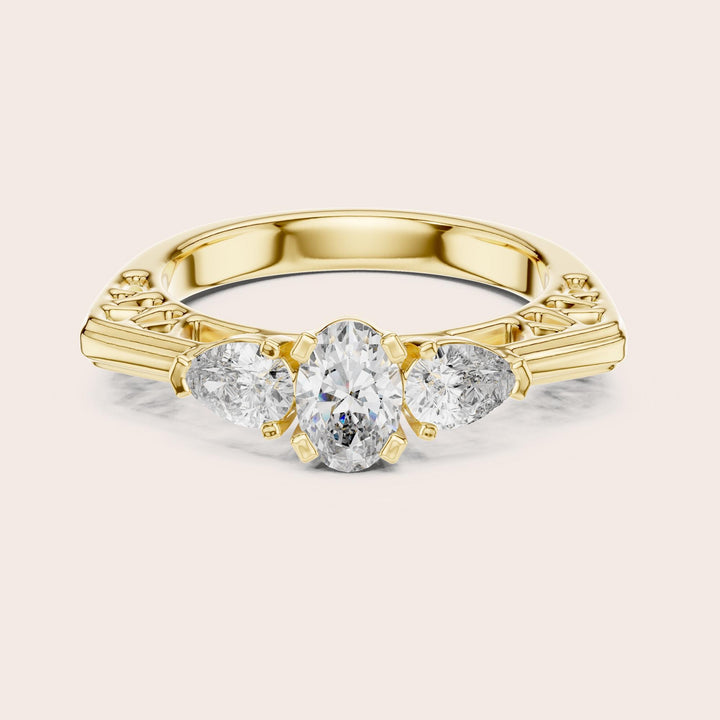 Oval Cut Lab Grown Diamond Cluster Ring, 1.00ct Total, Solid Gold