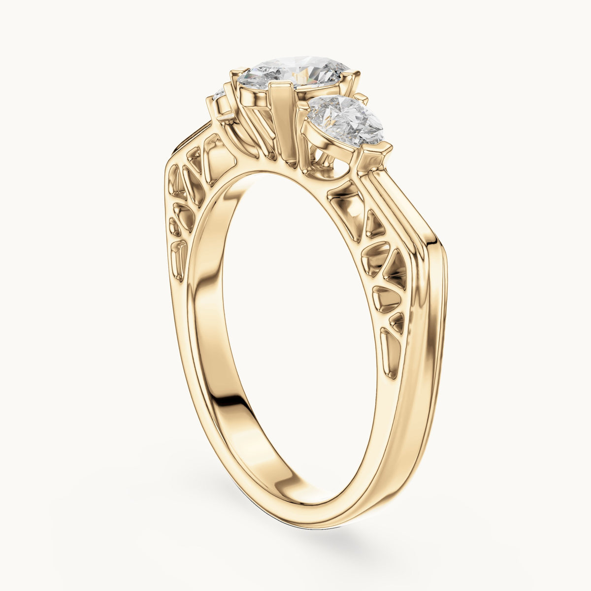 Oval cut lab-grown diamond cluster ring in 14K yellow gold, 1.00 CT TW, view 2