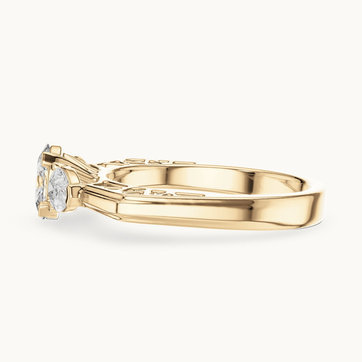 Oval cut lab-grown diamond cluster ring in 14K yellow gold, 1.00 CT TW, view 3