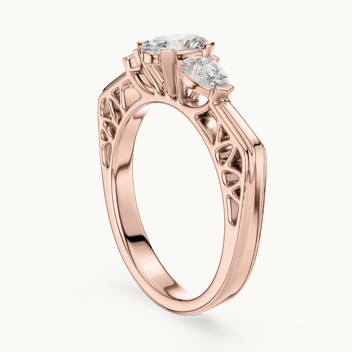 Oval cut lab-grown diamond cluster ring in 14K rose gold, 1.00 CT TW, view 1