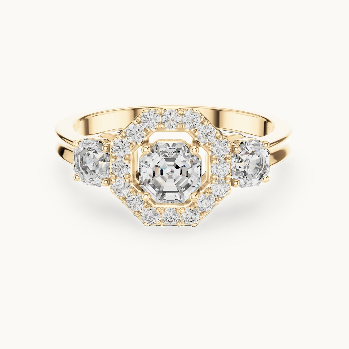 Emerald cut lab-grown diamond cluster ring in 14K yellow gold, 1.17 CT TW, view 1