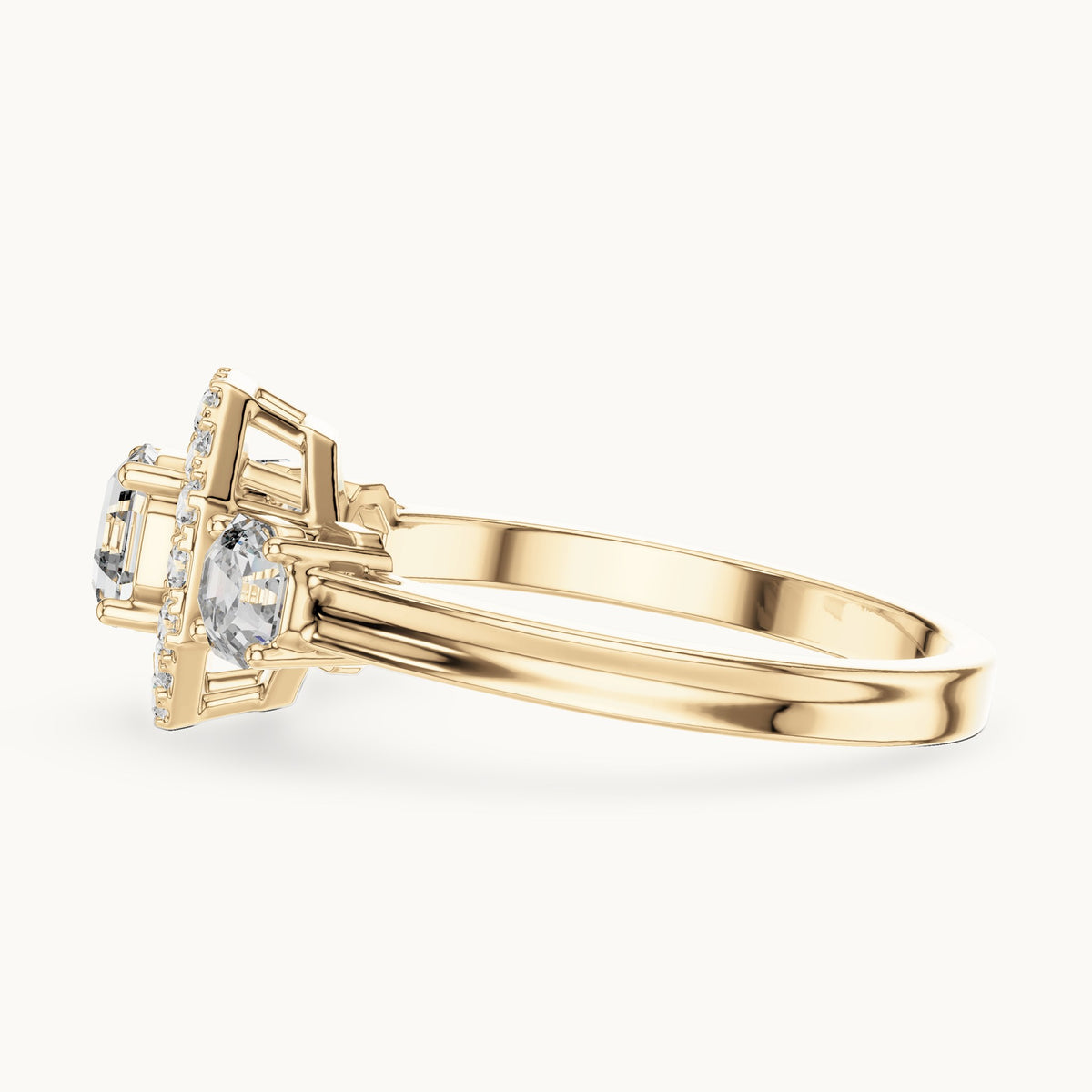 Emerald cut lab-grown diamond cluster ring in 14K yellow gold, 1.17 CT TW, view 3