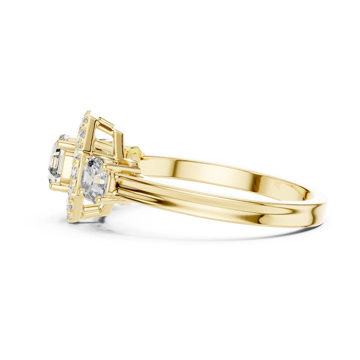 Emerald Cut Lab Grown Diamond Cluster Ring, 1.17ct Total, Solid Gold
