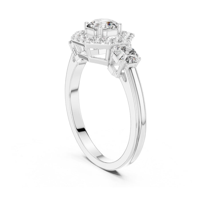 Emerald Cut Lab Grown Diamond Cluster Ring, 1.17ct Total, Solid Gold