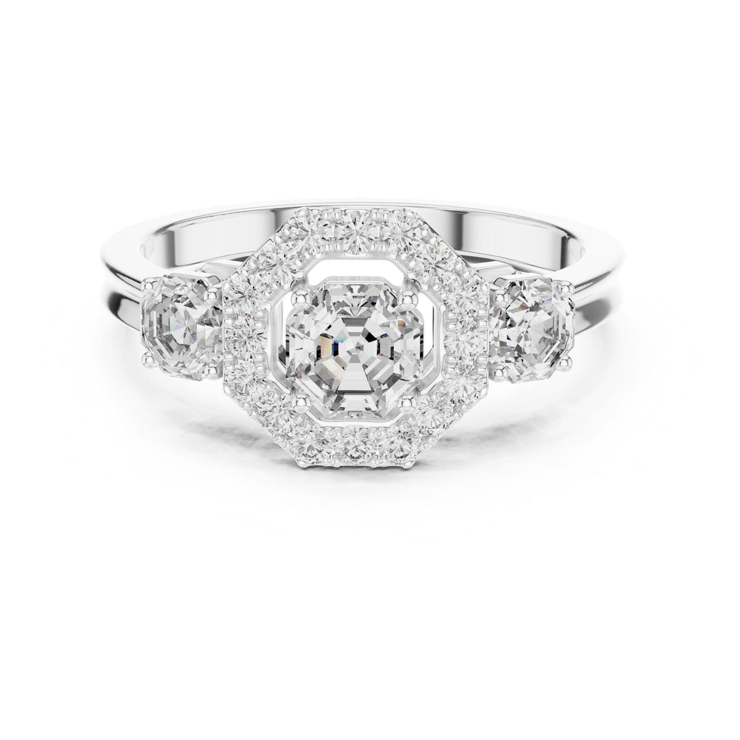 Emerald Cut Lab Grown Diamond Cluster Ring, 1.17ct Total, Solid Gold