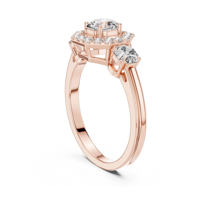 Emerald Cut Lab Grown Diamond Cluster Ring, 1.17ct Total, Solid Gold
