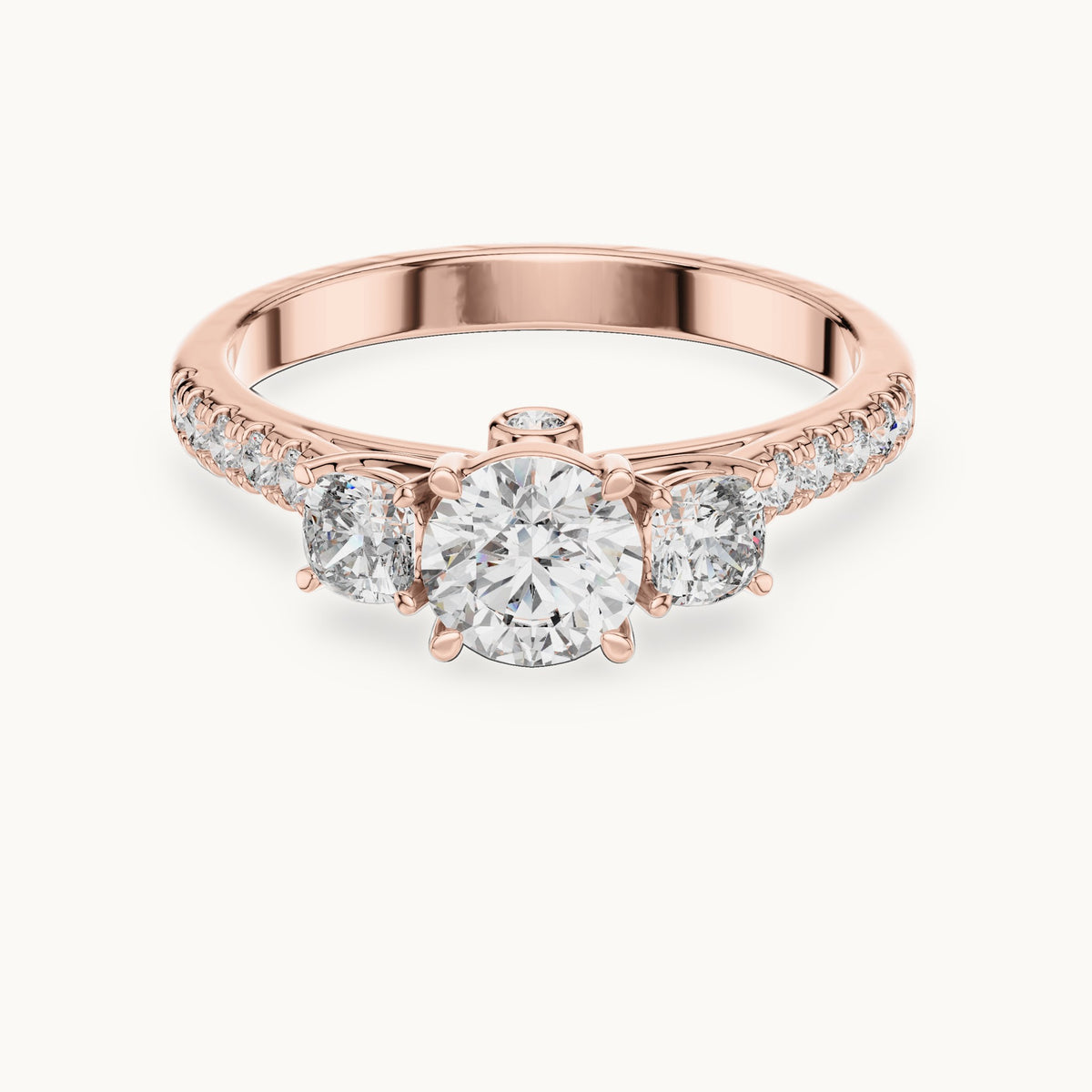 Round cut lab-grown diamond solitaire ring in 14K rose gold, 0.99 CT TW, view 3