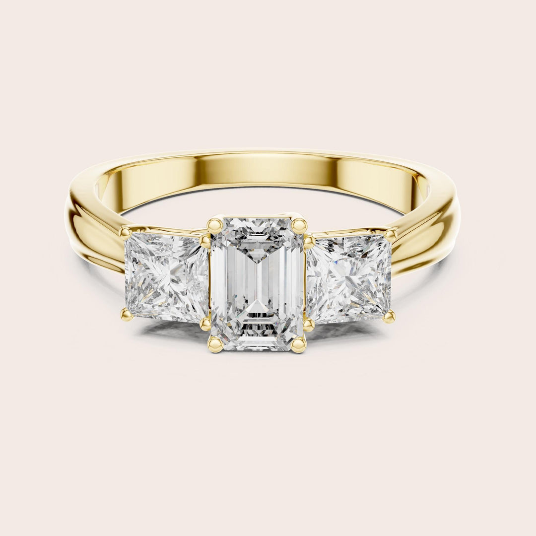 Emerald Cut Lab Grown Diamond Cluster Ring, 1.16ct Total, Solid Gold