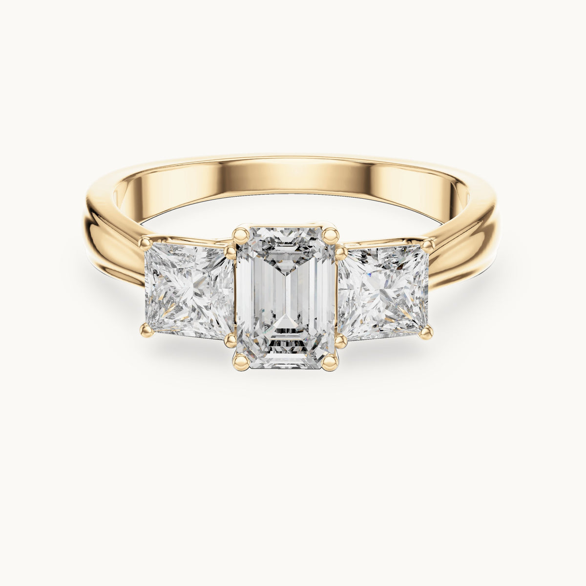 Emerald cut lab-grown diamond cluster ring in 14K yellow gold, 1.16 CT TW, view 1