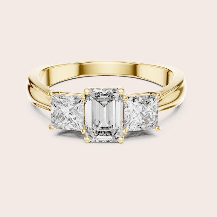 Emerald Cut Lab Grown Diamond Cluster Ring, 1.16ct Total, Solid Gold