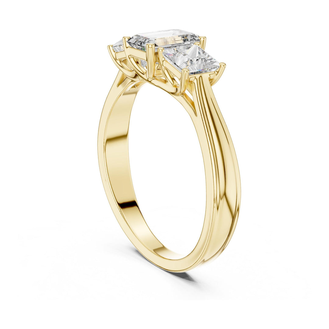 Emerald Cut Lab Grown Diamond Cluster Ring, 1.16ct Total, Solid Gold
